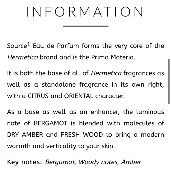 Hermetica Source 1 Unisex Fragrance - Picture 2 of 2